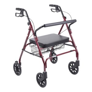 Drive Medical Go-Lite Bariatric Rollator Walker with Seat & 8" Wheels, Steel Frame Supports up to 500lbs